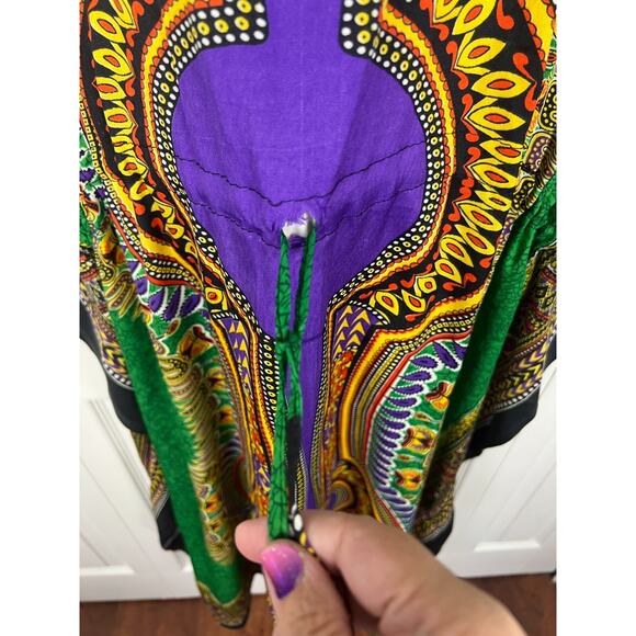 Bohemian Tribal Caftan Kaftan Muu Muu One size  Tie front Purple Yellow Green - Picture 4 of 7